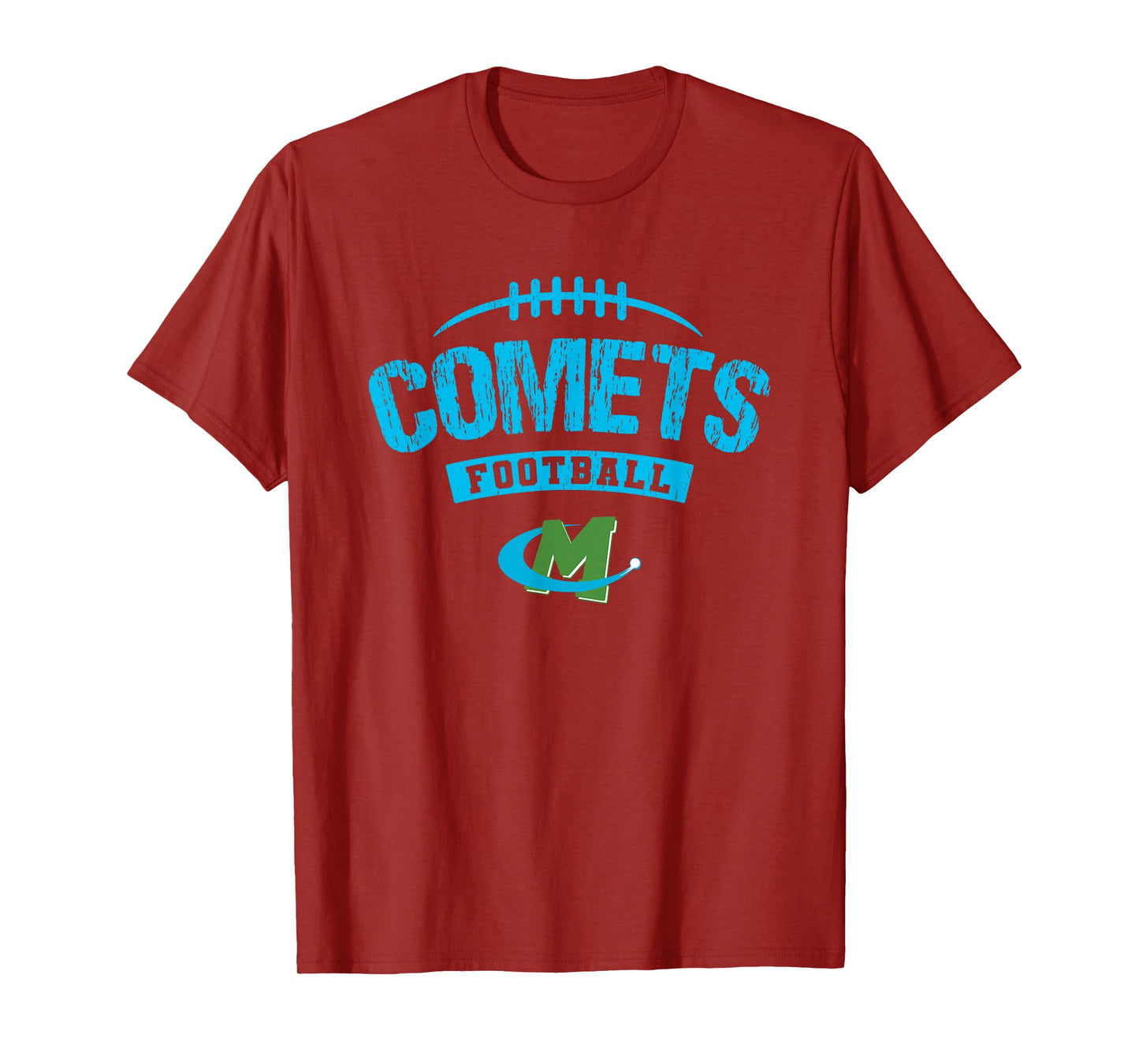 William Mason Comets Logo Football Distressed HS T-Shirt