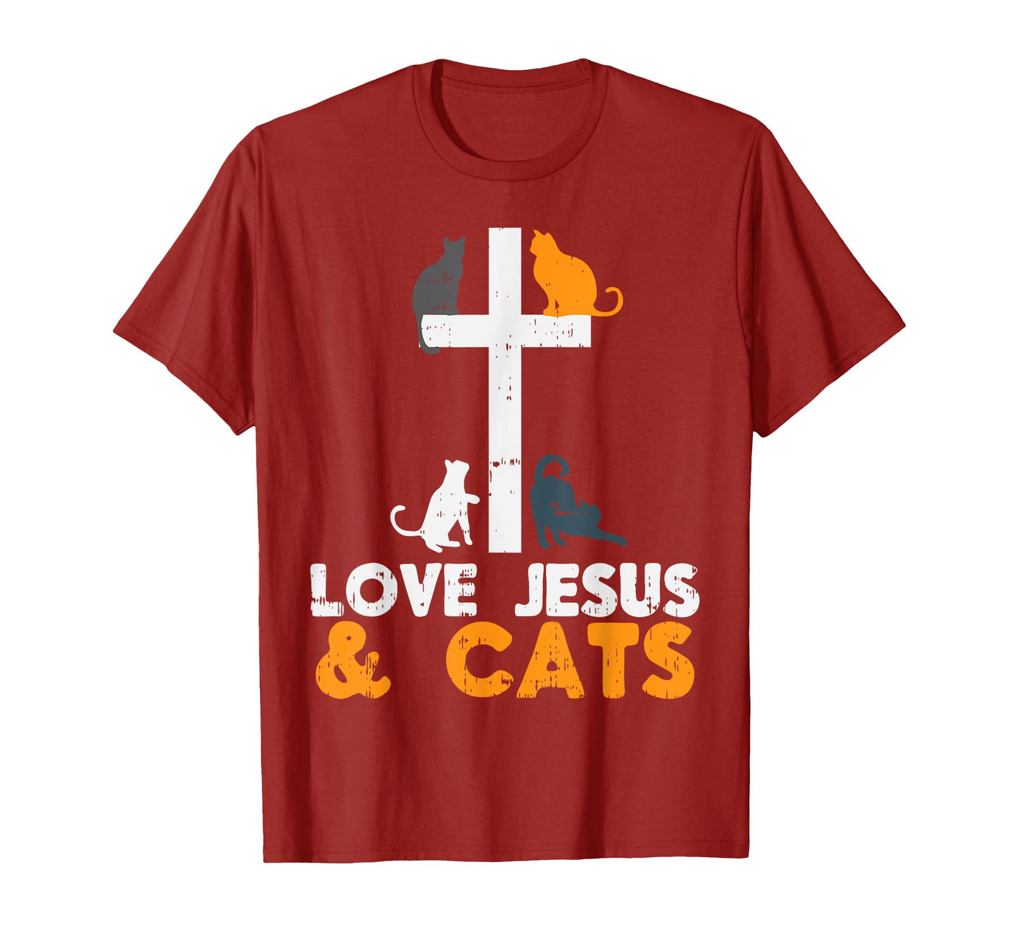 Cross Love Jesus Cats Animal God Christian Pet Lover Gift T-Shirt