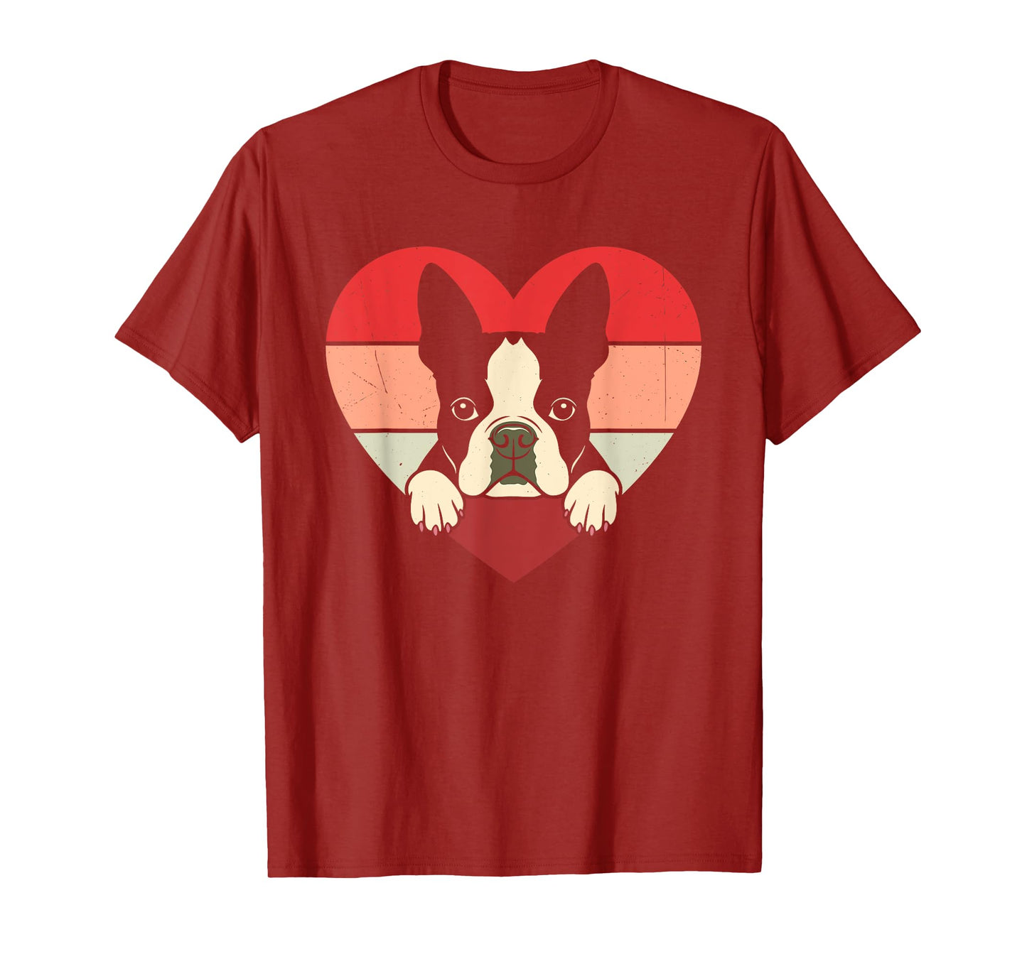 Retro Heart Boston Terrier Dog Vintage Valentine Womens Mens T-Shirt