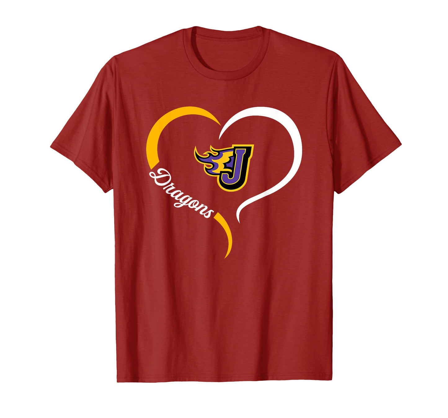 Johnston Dragons Logo Half Heart Slogan HS T-Shirt