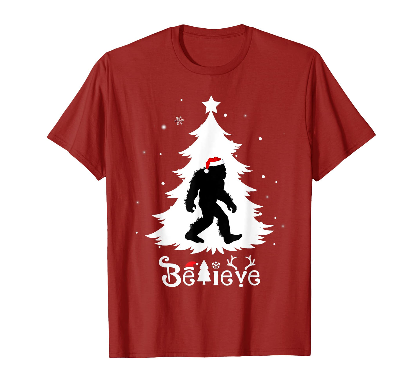 Skunk Ape Christmas Believe Santa Hat Bigfoot Xmas T-Shirt