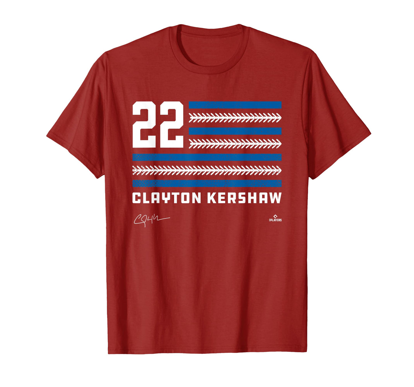 Flag Stripes Clayton Kershaw Los Angeles Baseball MLBPA T-Shirt