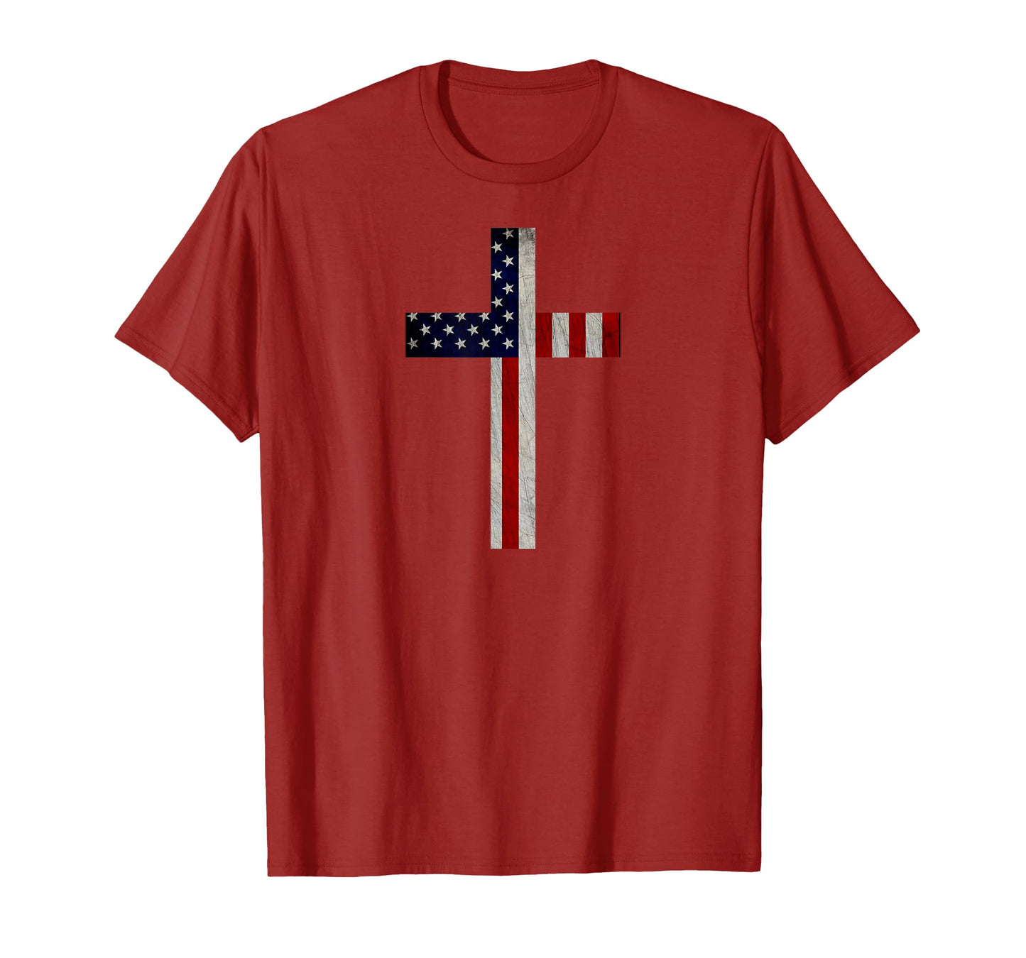 Vintage American Flag Christian Cross USA Patriotic Gift T-Shirt for Women Men
