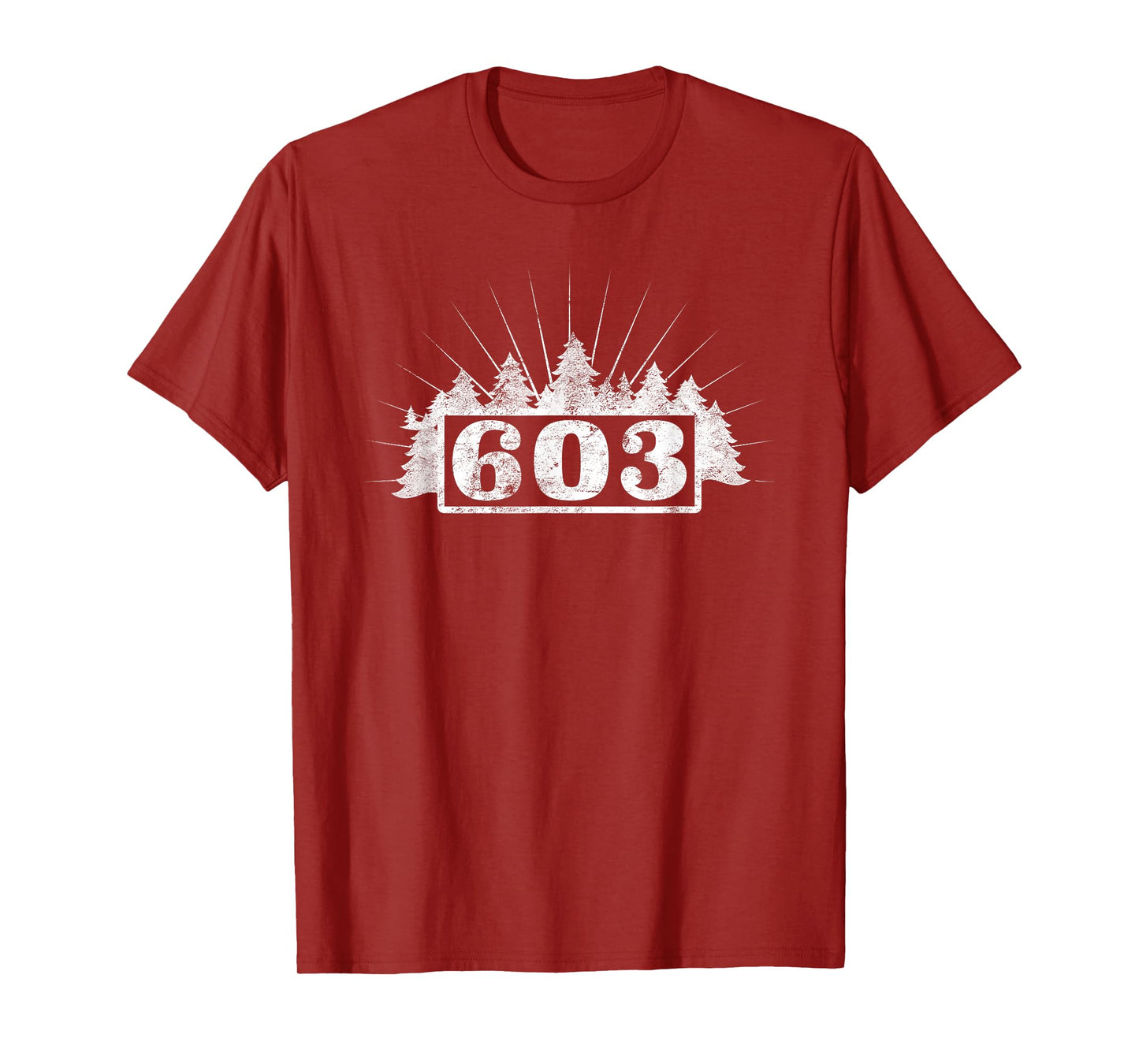Live Free 603 Tees 603 Area Code Tree Distressed Unisex Adult T-Shirt Black Small Classic Fit Short Sleeve