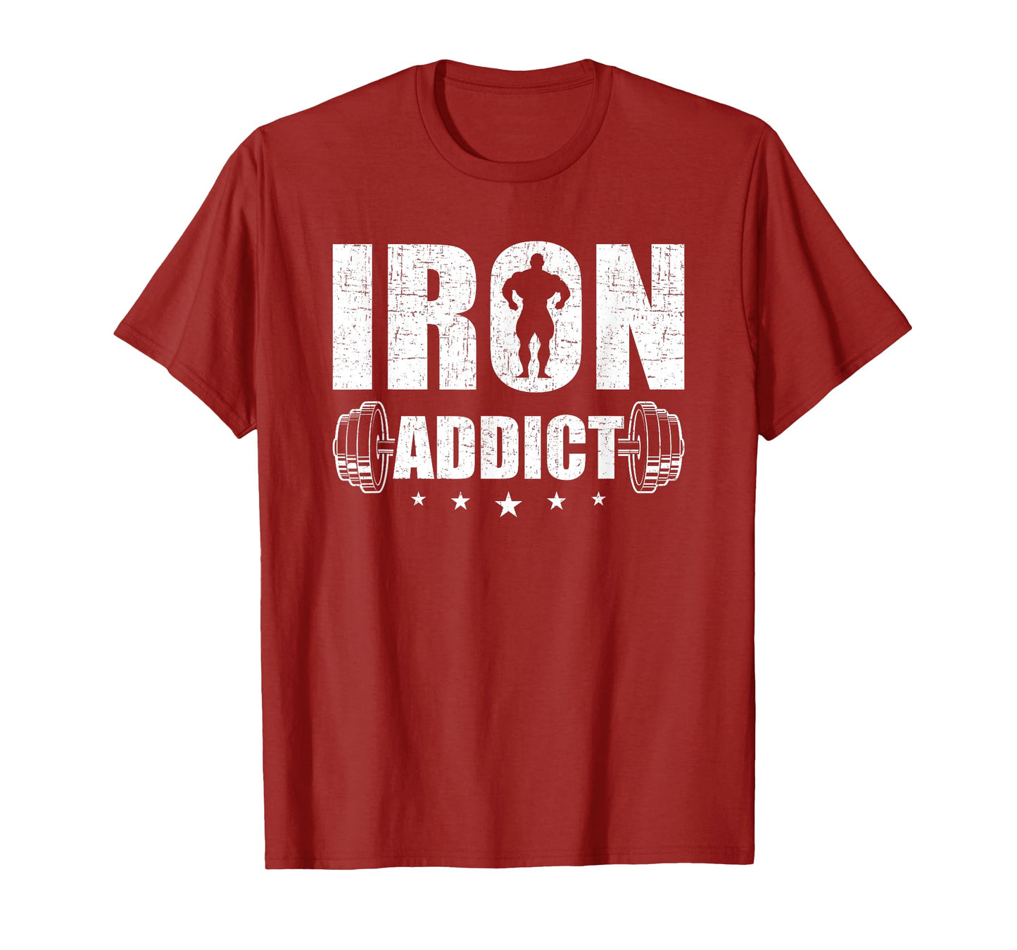 Bodybuilding Weightlifting Workout Gift Co. Iron Addict T-Shirt - Men's Black Cotton Blend Short Sleeve Classic Fit T-Shirt - Workout & Exercise and Fitness - Size Small