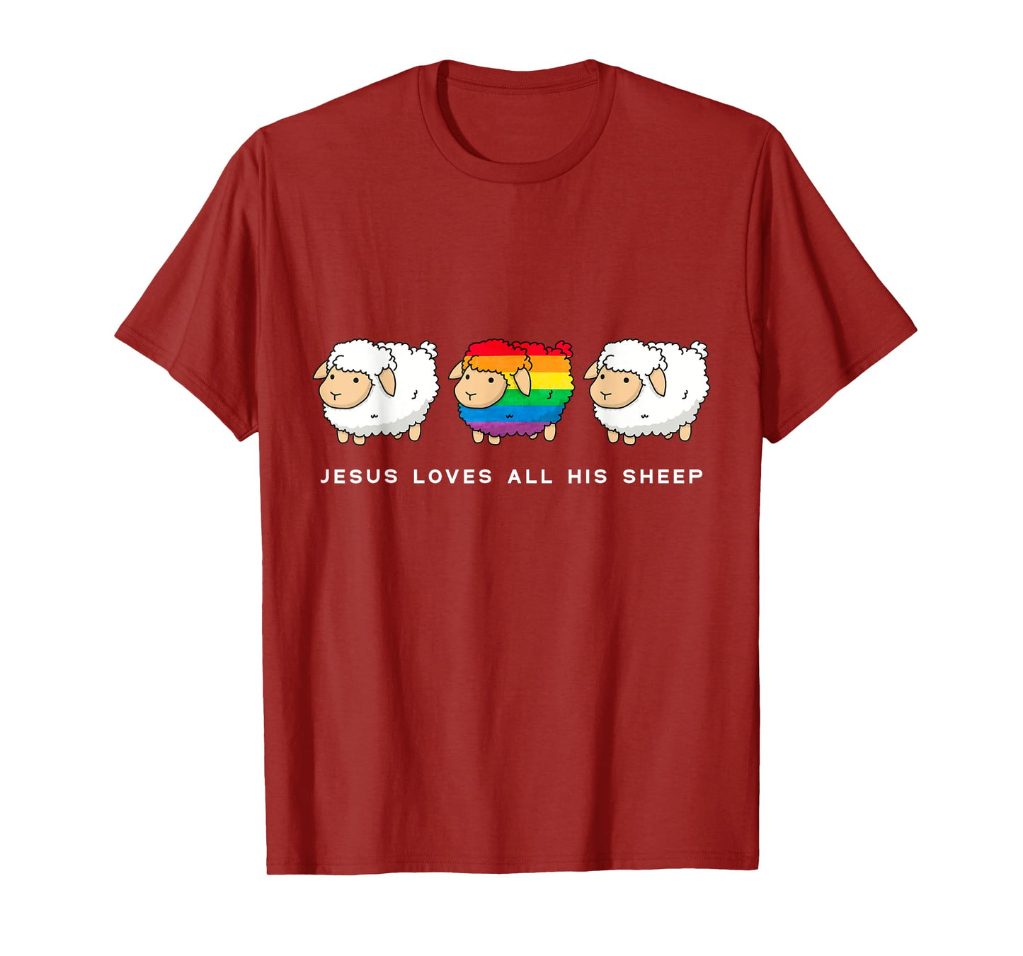 Jesus Loves All His Sheep Gay Pride Queer Christian LGBTQ T-Shirt