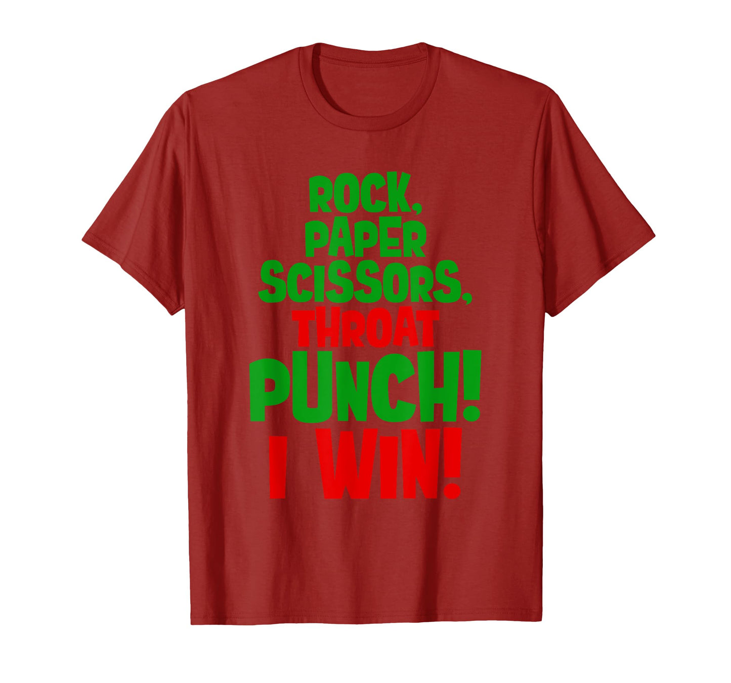 rock paper scissors throat punch I win green hand costume T-Shirt