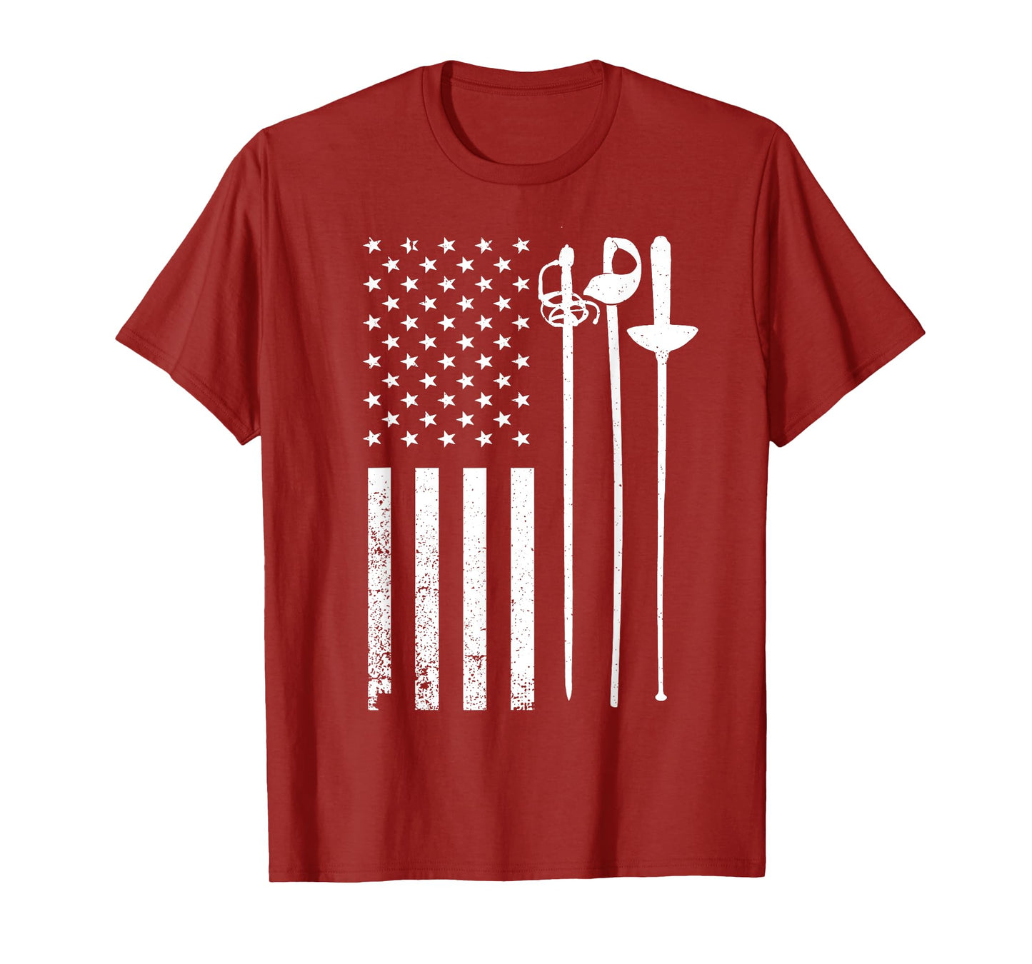 Cool Fencing Art For Men Women American Flag Fencing Coach T-Shirt