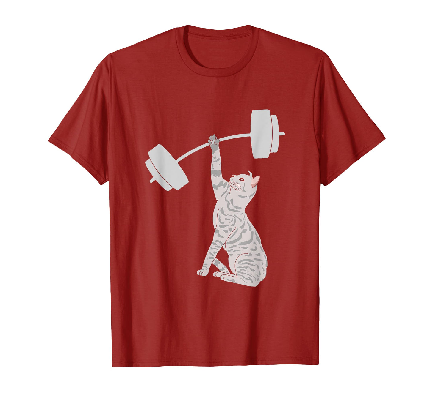 Cat Deadlifting Funny Fitness Gym Lover Cat BarBell T-Shirt