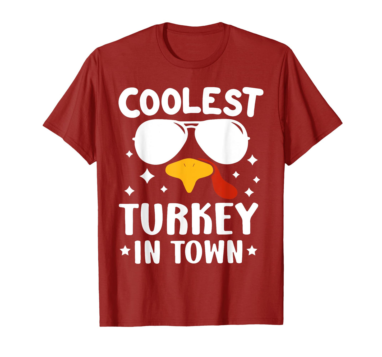 Funny Coolest Turkey In Town Tee Shirt - Unisex Adults Thanksgiving T-Shirt - Black - Small - Short Sleeve - T-Shirt - Solid - Retro - Fall