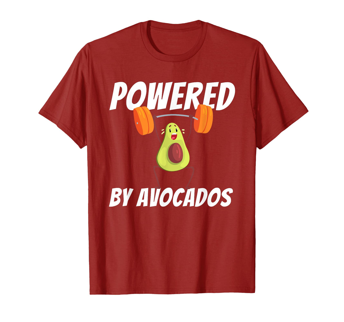 Powered By Avocados Barbell Gym - Avocado Lover & Guacamole T-Shirt