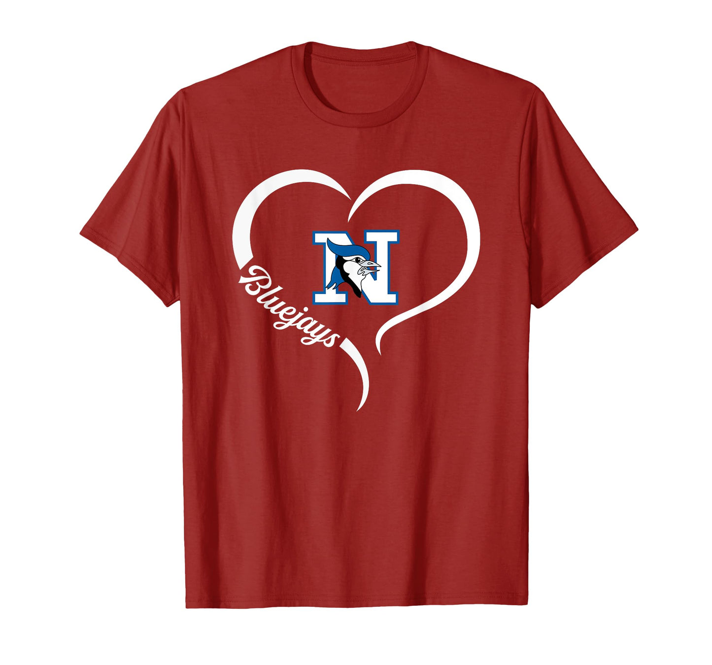 Needville Bluejays Logo Half Heart Slogan HS T-Shirt