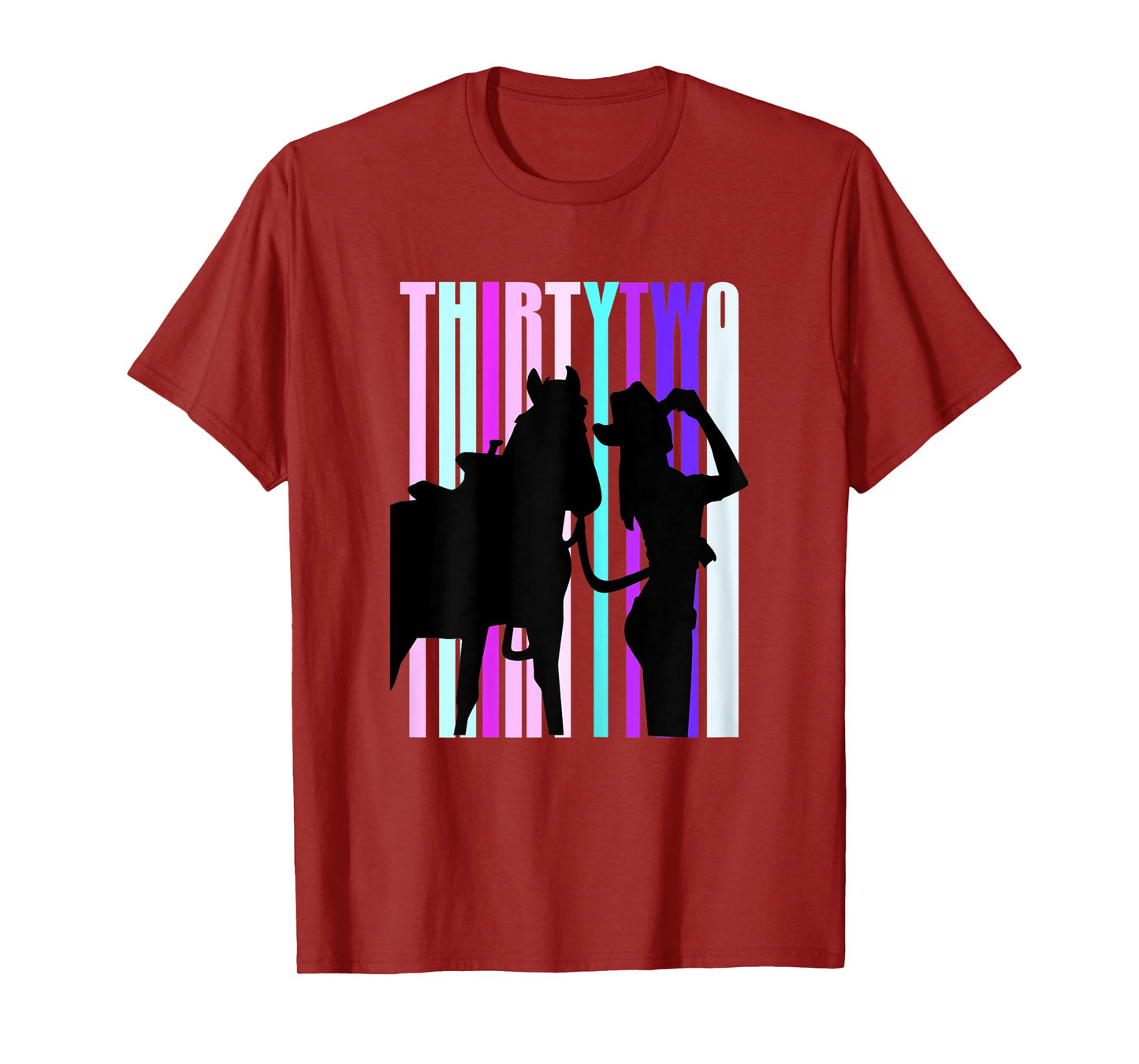 Womens Cowgirls 32nd Birthday Woman And Horse Rodeo Cowgirl 32 T-Shirt