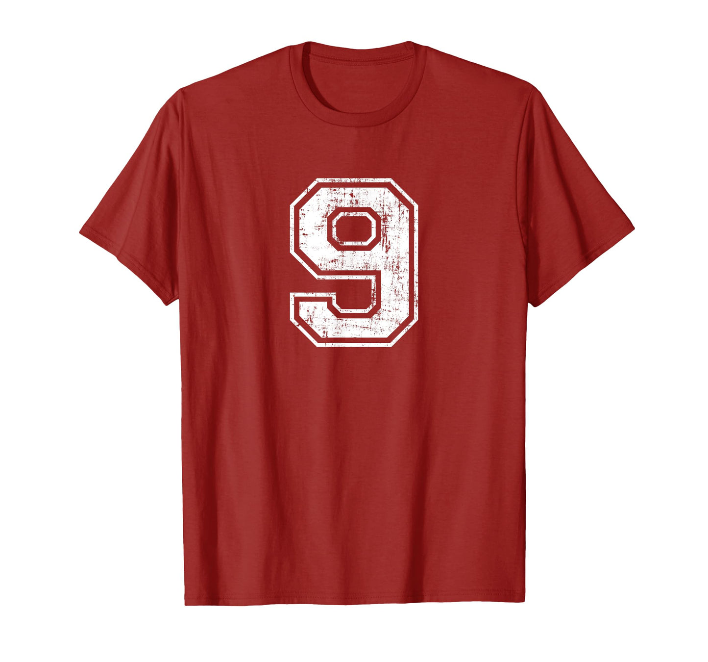 Number 9 Nine Distressed Vintage Sports Training Practice T-Shirt