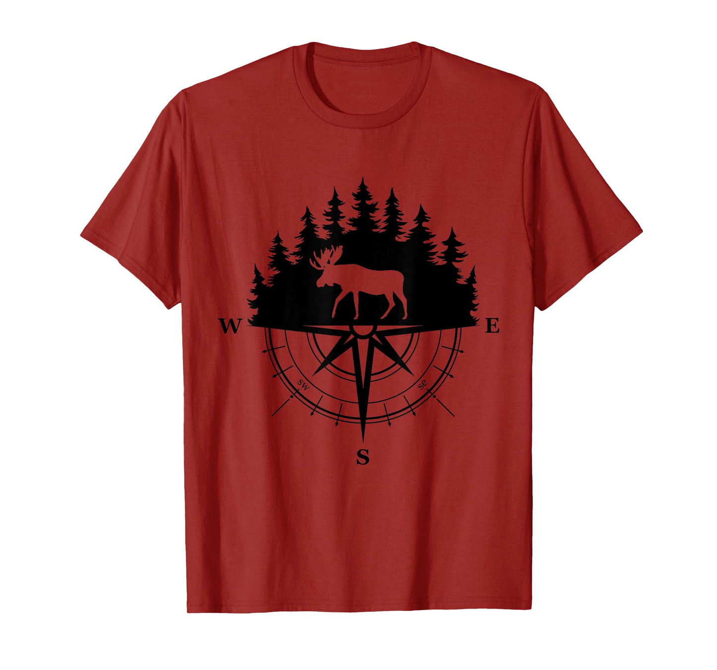 Retro Forest Trees Outdoors Wildlife Camping Nature Moose T-Shirt