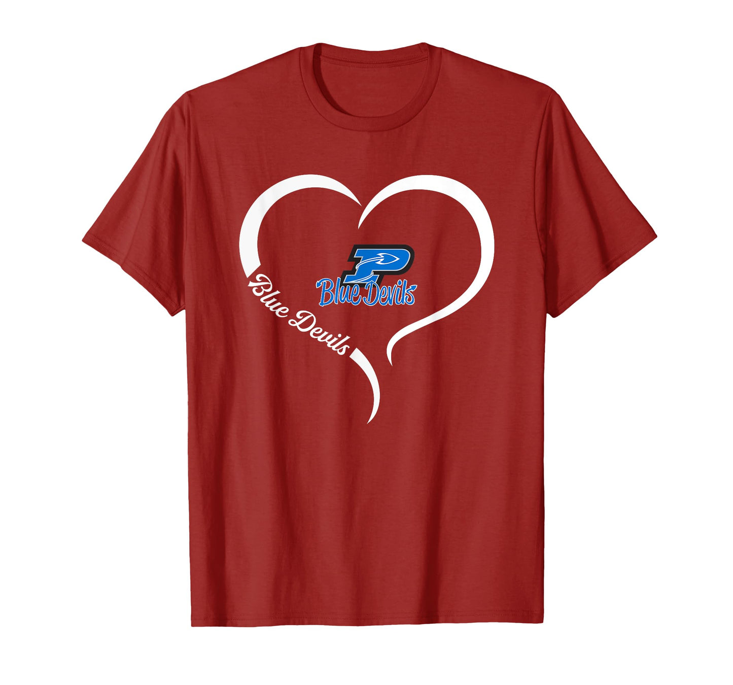 Plattsmouth Blue Devils Logo Half Heart Slogan HS T-Shirt