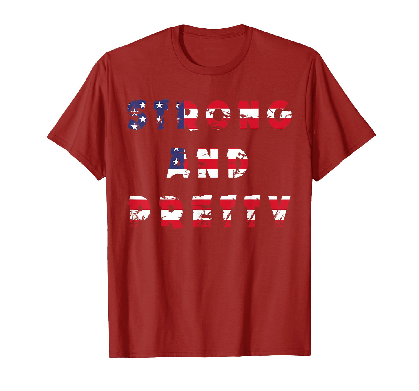 Strong and Pretty men women gym workout Fitness us flag gift T-Shirt