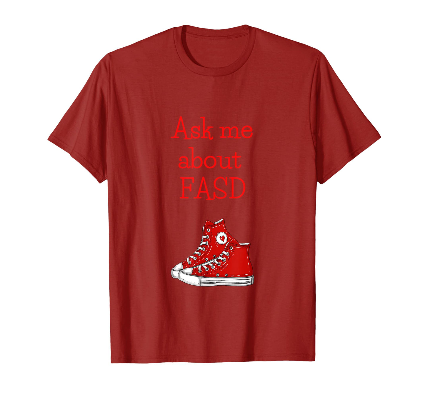 CLM Designs 'Ask Me About FASD' Women's Black Modern Letter Print T-Shirt