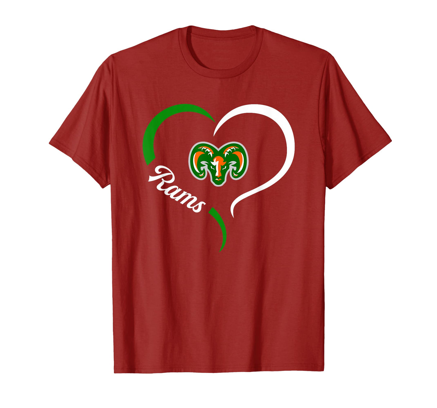 Eastside Rams Logo Half Heart Slogan HS T-Shirt