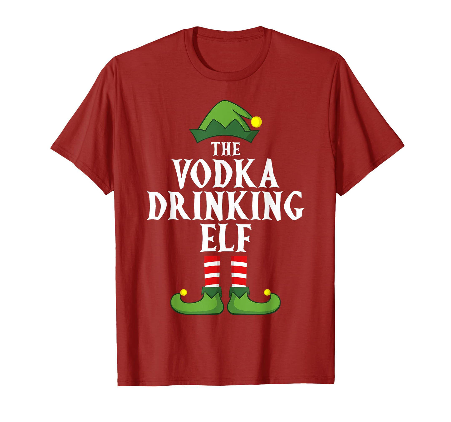 Vodka Drinking Elf Christmas Pajama Family Group Matching T-Shirt