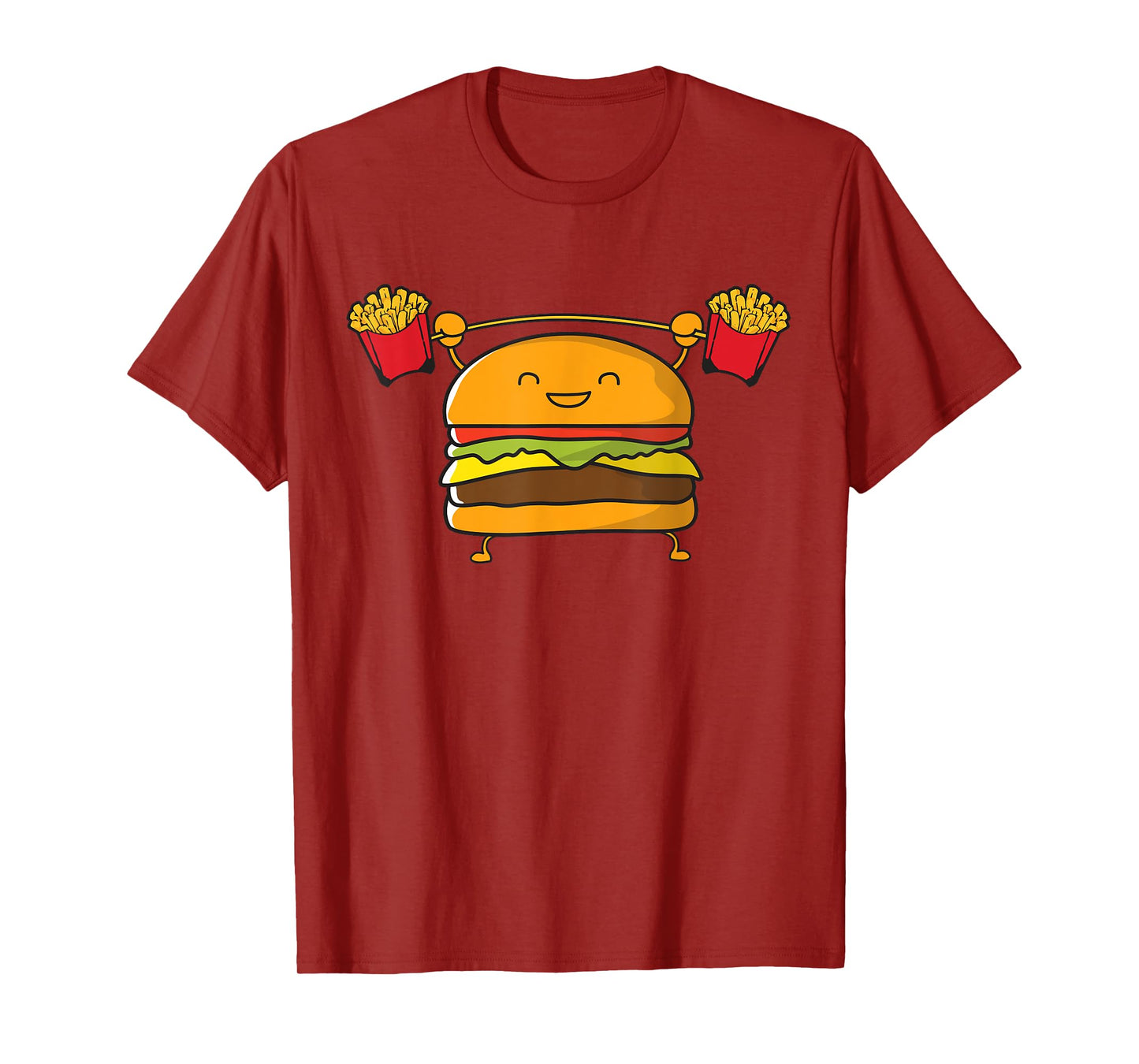 Burger Fries Funny Food Snatch Squat Barbell Weight T-Shirt