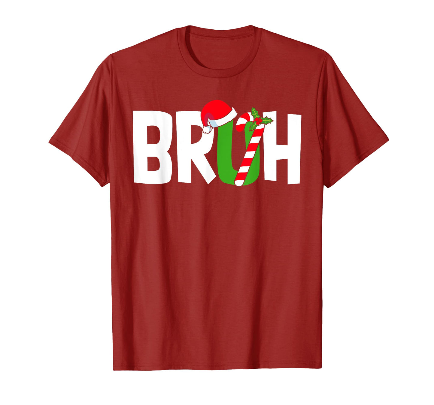 Bruh Christmas Meme Candy Cane Funny Pajamas for Kids Boys T-Shirt