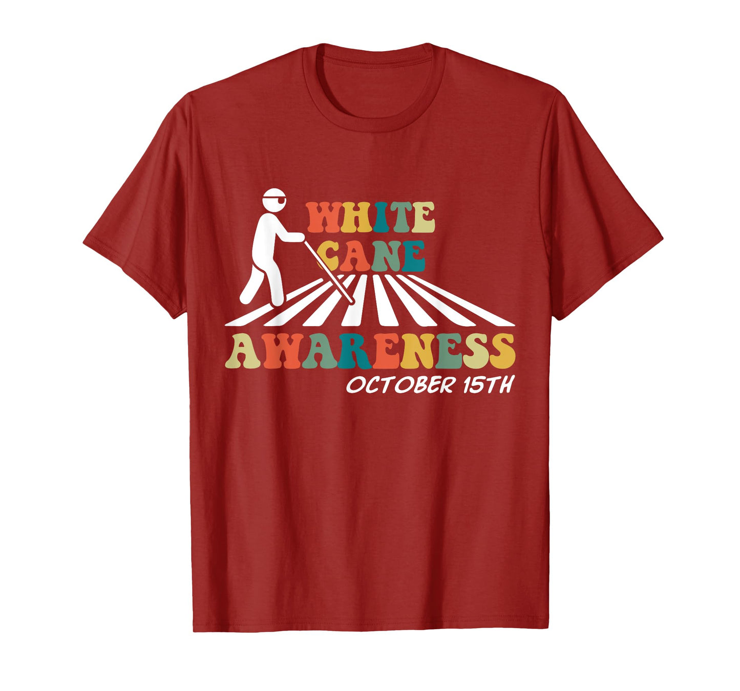 White Cane Awareness October 15th Retro Vintage T-Shirt