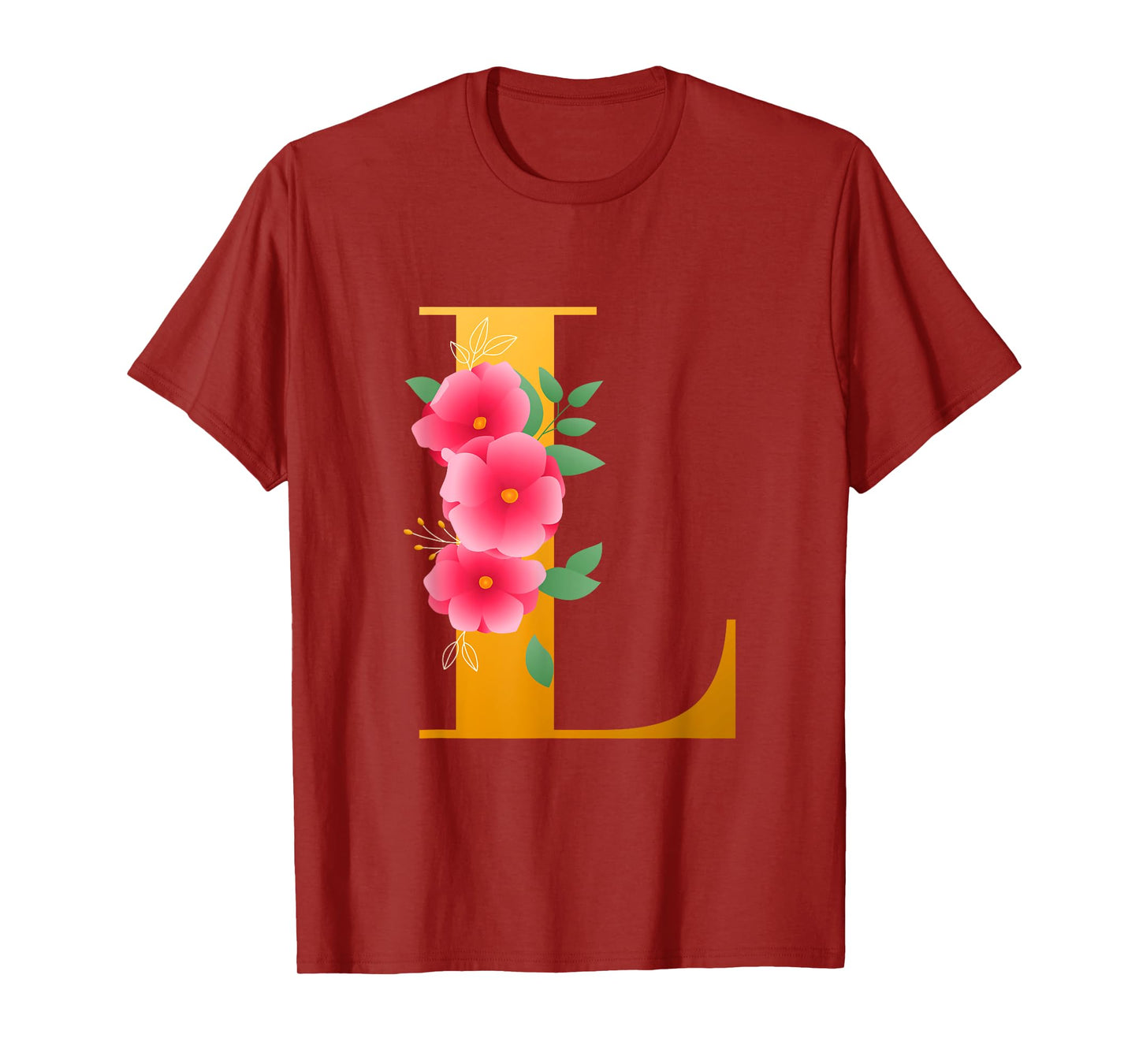 Floral L Alphabet Cute Initial Monogram Letter L Graphic T-Shirt