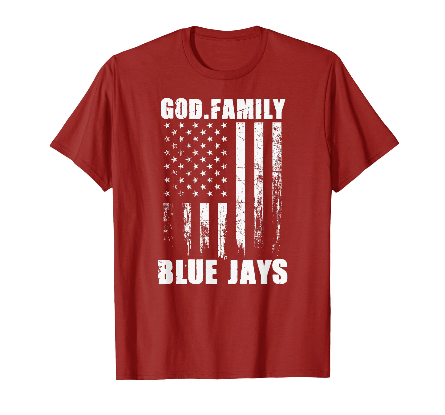 Junction City Blue Jays God. Family. Vintage USA Flag T-Shirt