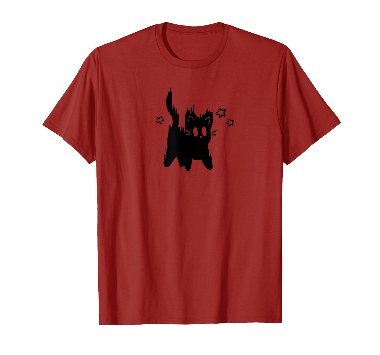Y2K 90s Cute Scary Cat Tomcat is Scared under Starry T-Shirt