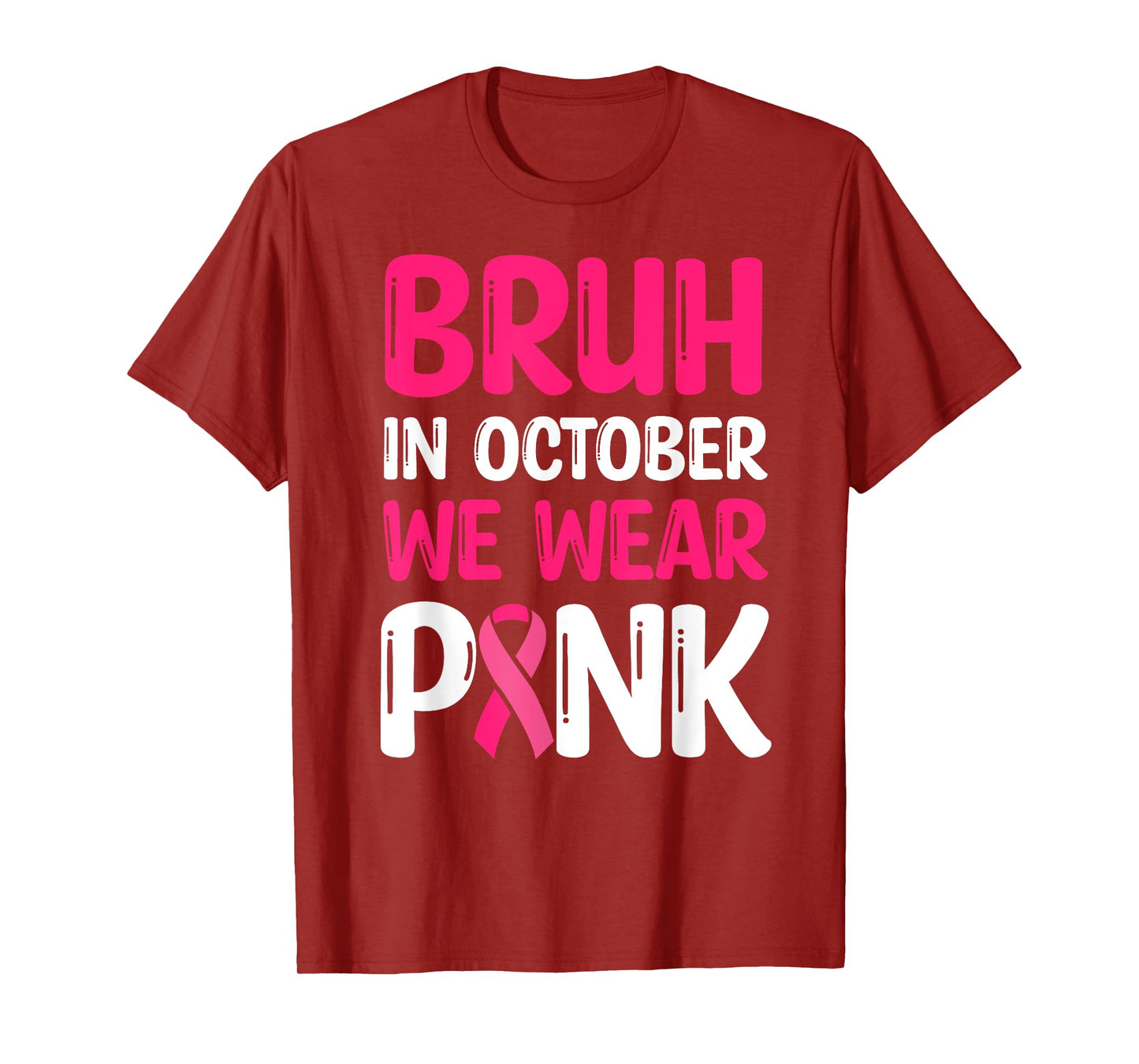 Bruh Kids Boys For In October Wear Pink Breast Cancer T-Shirt