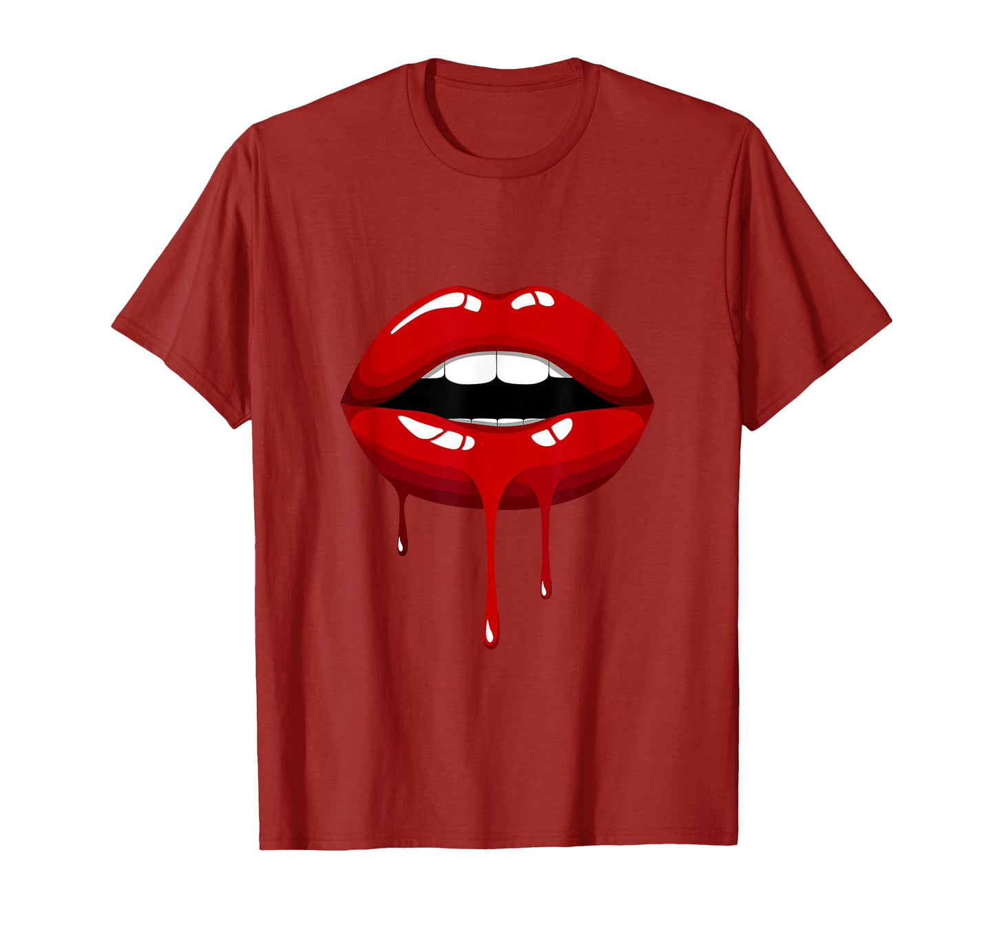Cool Women Fashionable Red Lips Short Sleeve Graphic Design T-Shirt