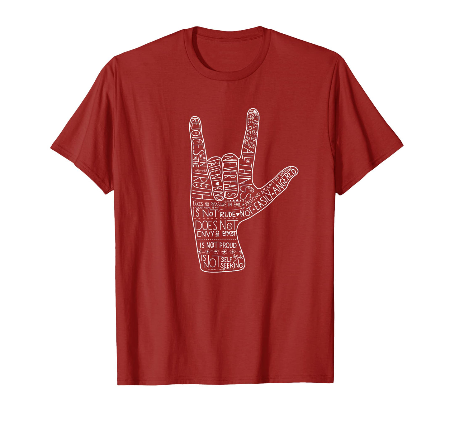 ASL I Love You Corinthians 13 Love Valentine Christian T-Shirt