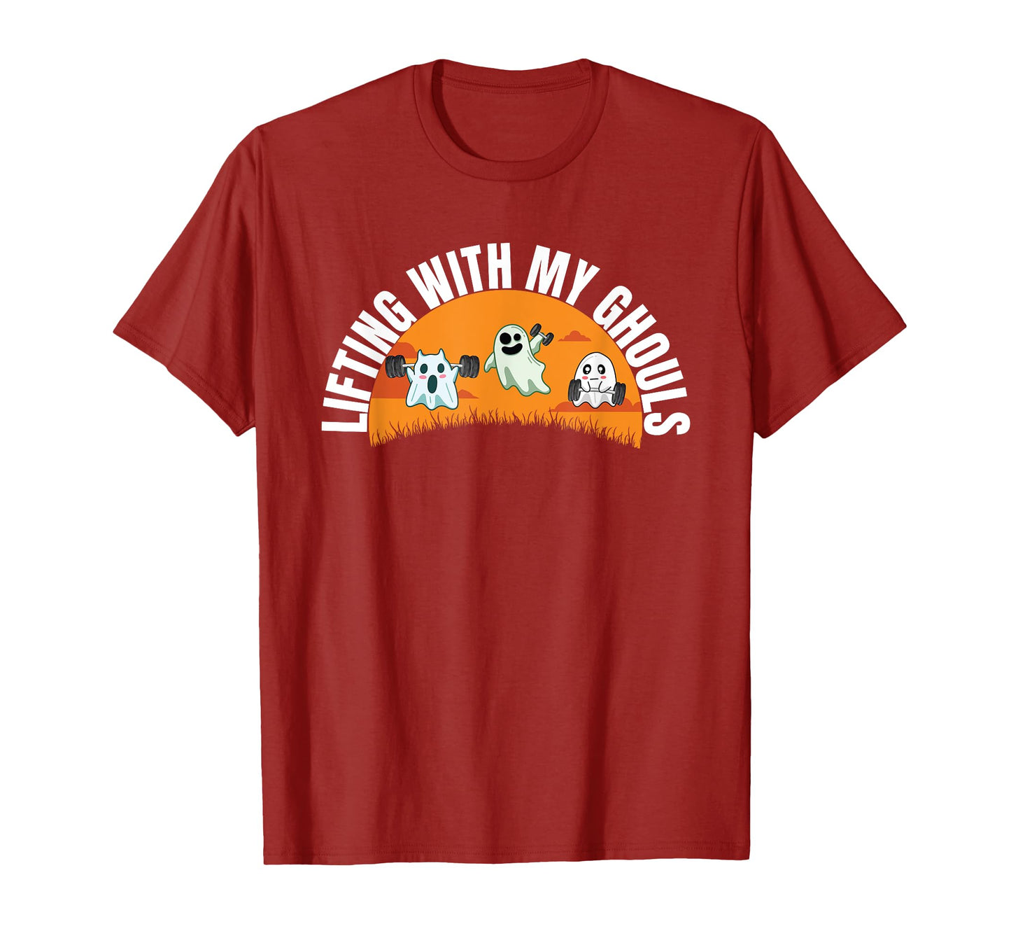 Lifting With My Ghouls Ghost Lifting Gym Workout Hallloween T-Shirt
