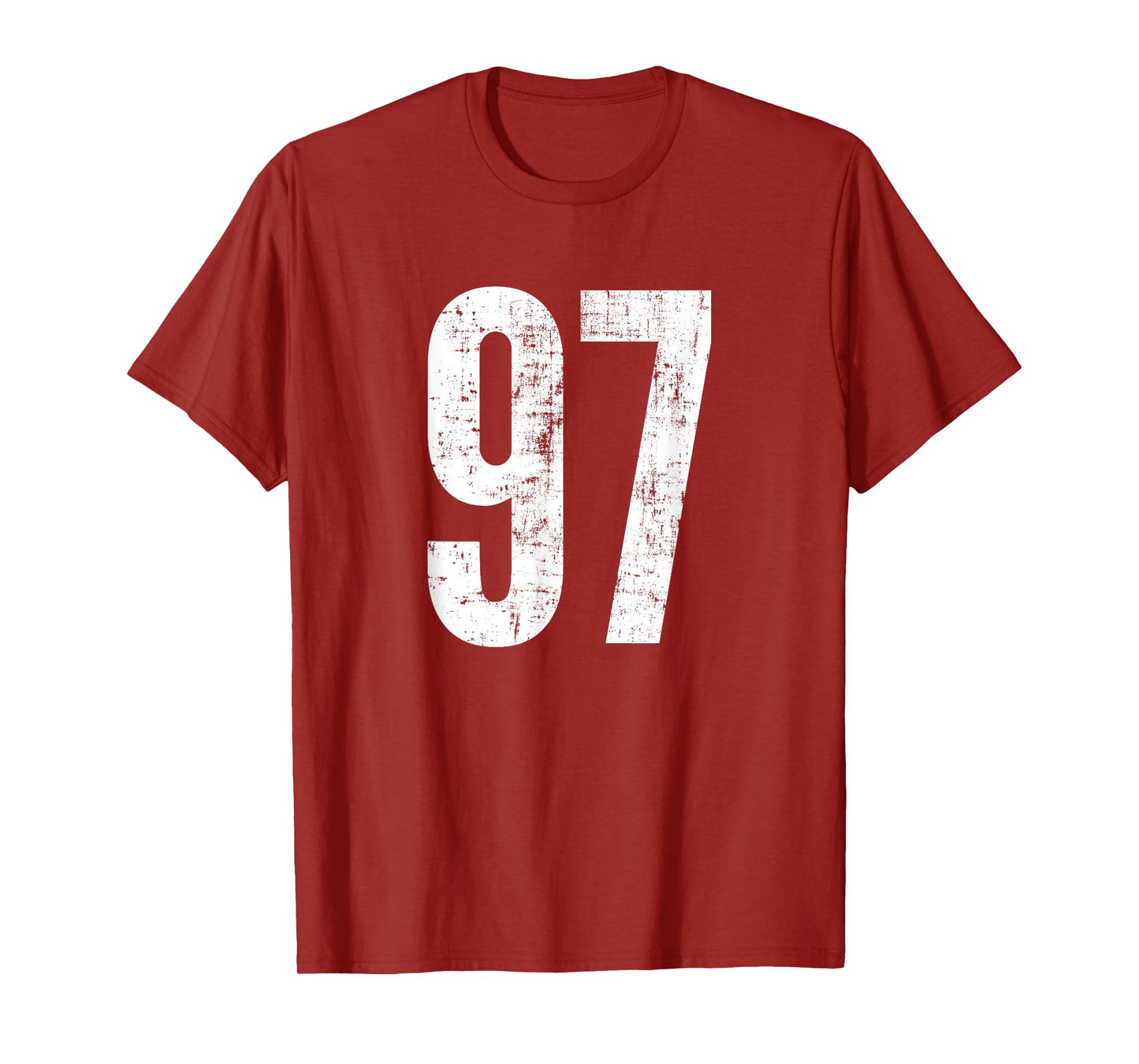 Number 97 Ninety Seven Distressed Vintage Sport Team Players T-Shirt