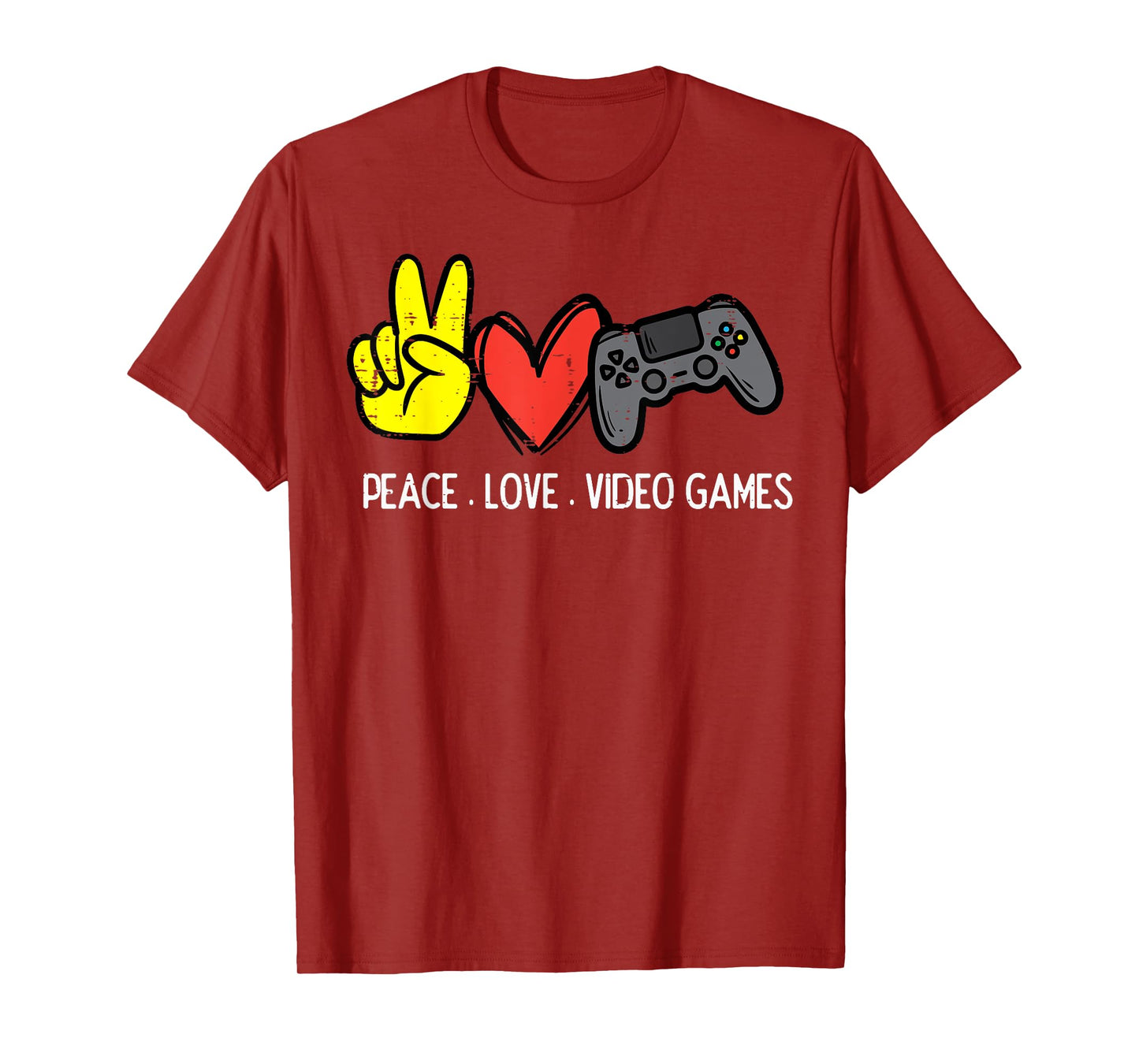 Peace Love Video Games Gamer Men Boys Kids Women Youth Teen T-Shirt