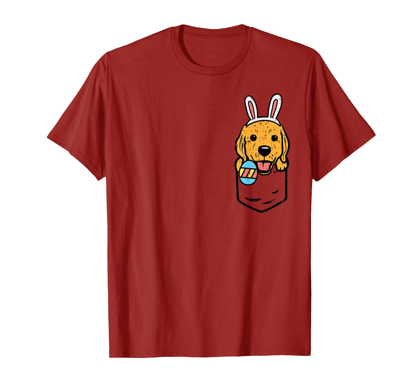 Pocket Golden Retriever Bunny Cute Easter Dog Men Women Kids T-Shirt