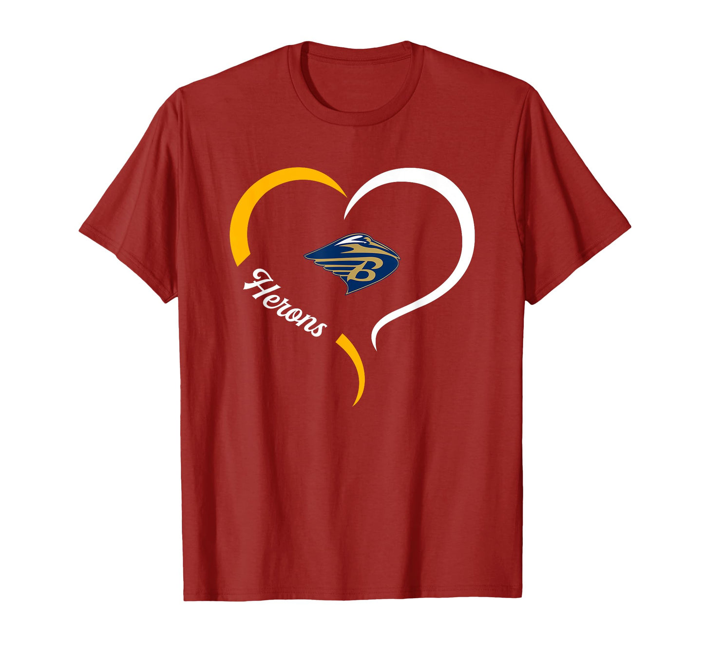 Brantley County Herons Logo Half Heart Slogan HS T-Shirt