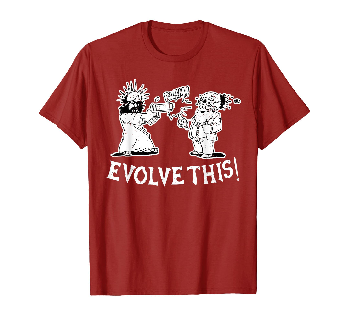 Vintage Evolve This Jesus And Darwin T-Shirt, Small, Black