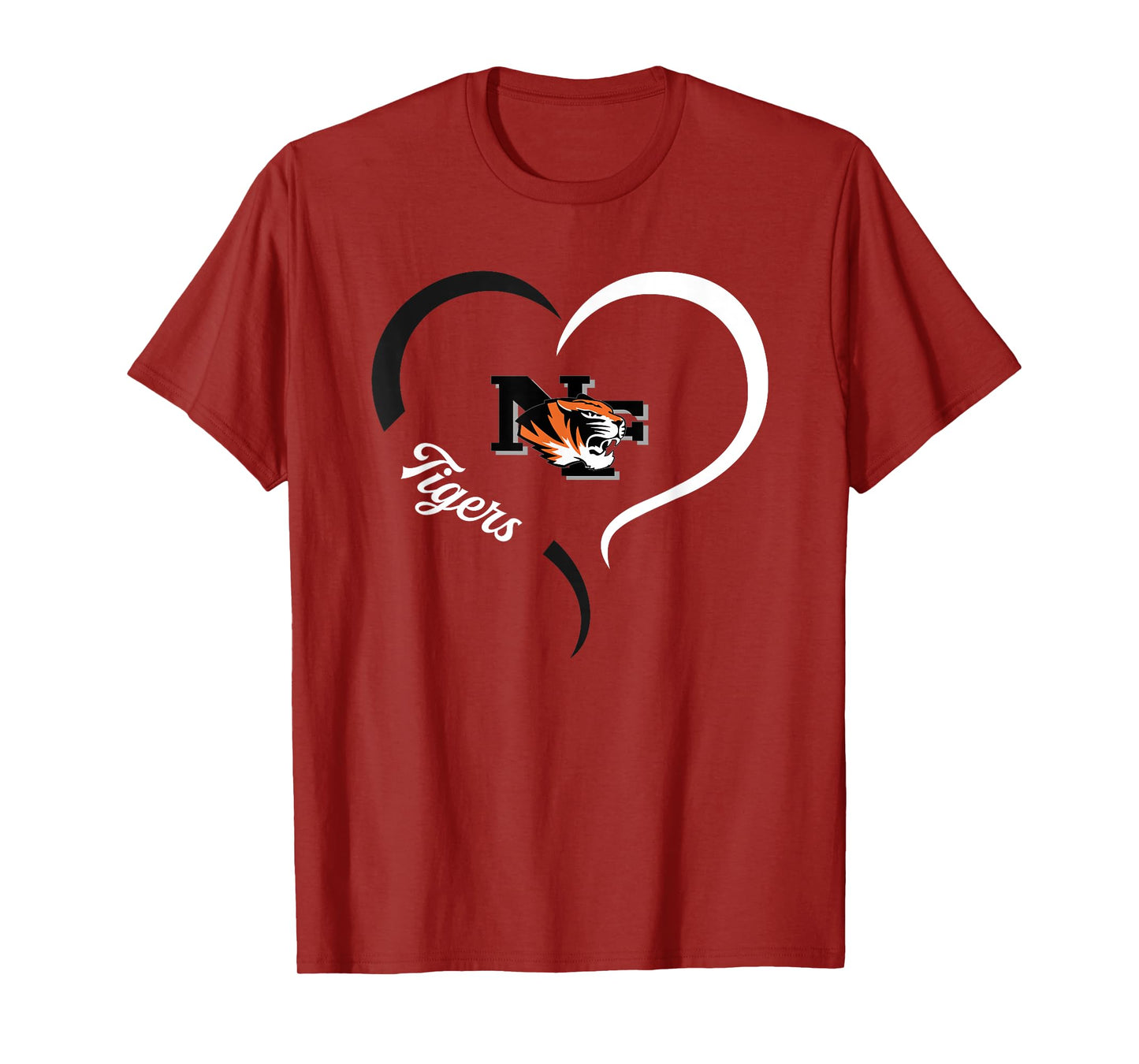 Newton Falls Tigers Logo Half Heart Slogan HS T-Shirt