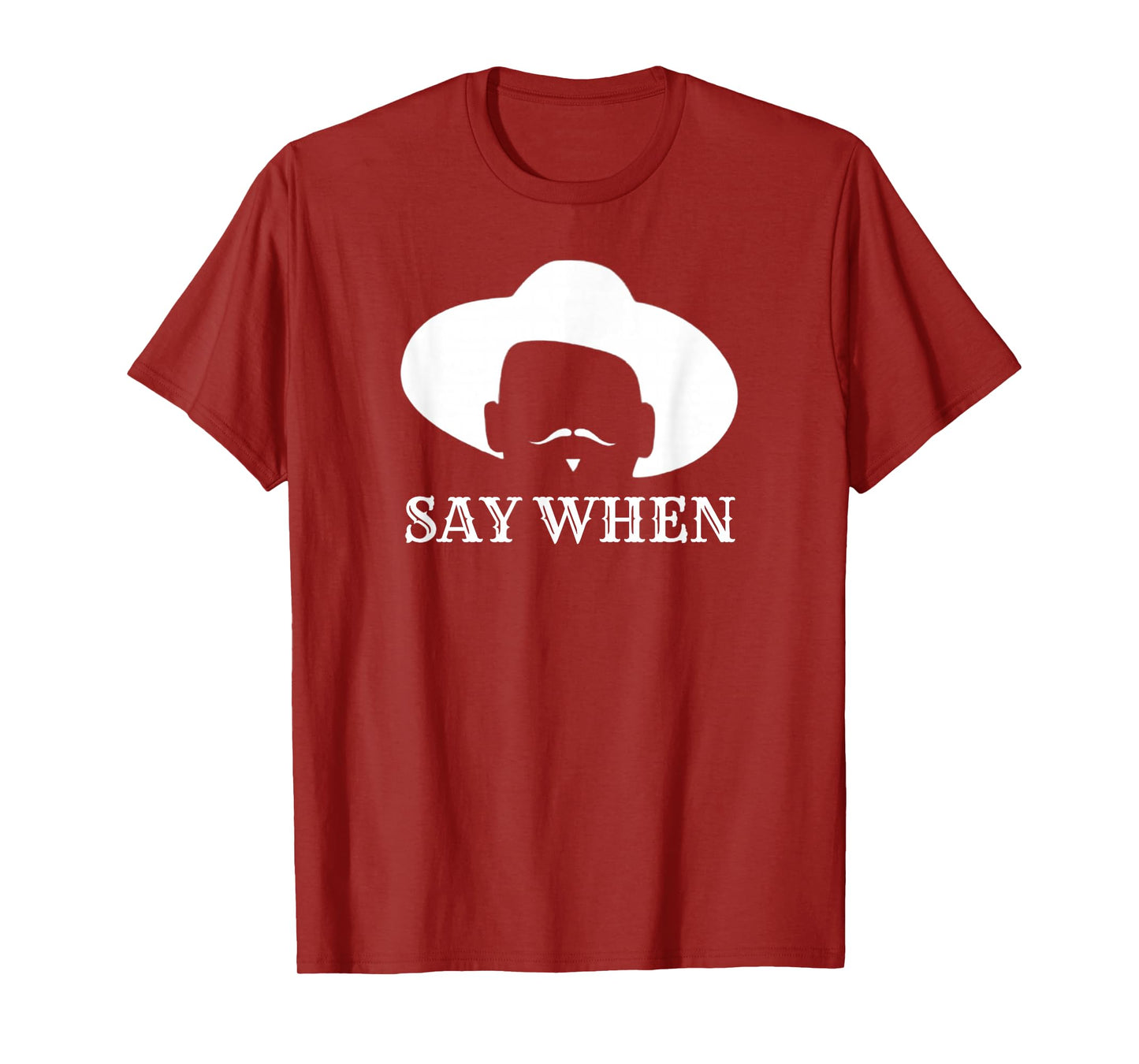 - Say When - Western Cowboy Outlaw Doc Holliday Mustache T-Shirt - Unisex-Adults - Black - Small - Short Sleeve - T-Shirt