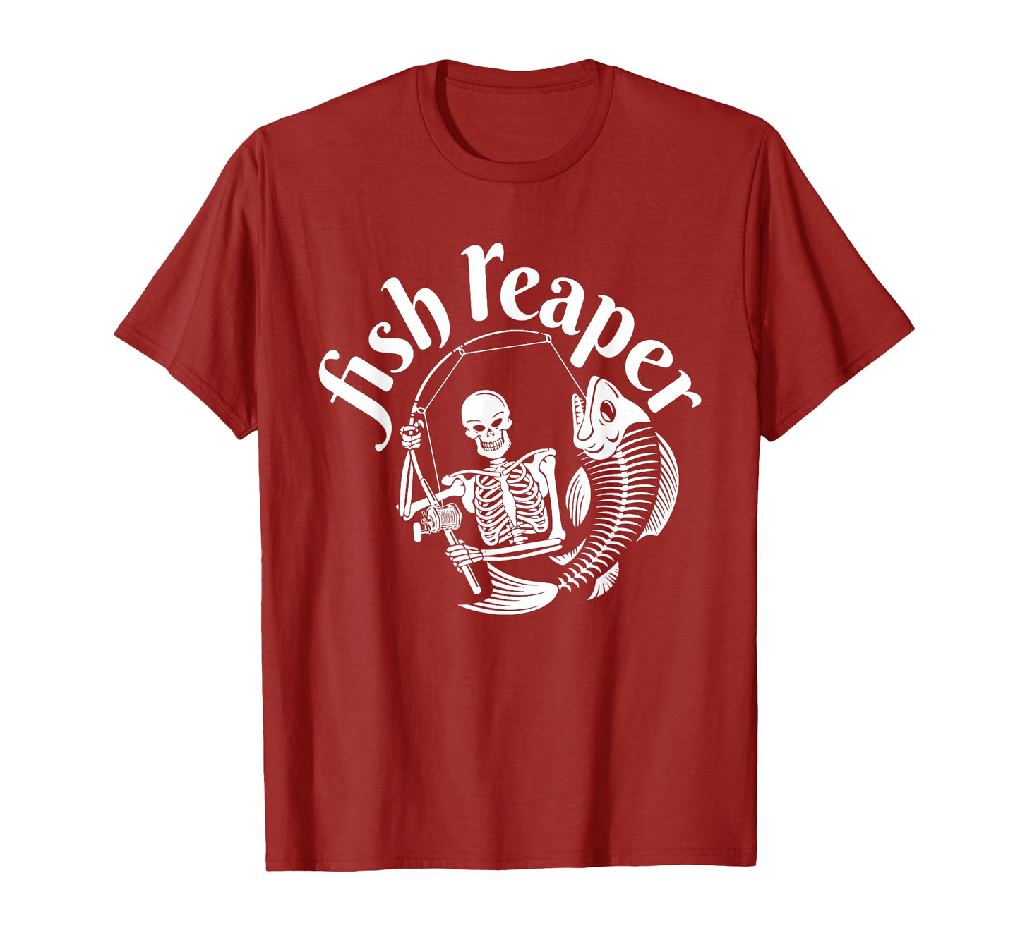 Fish Reaper Funny Skeleton Fisherman Halloween Angler T-Shirt