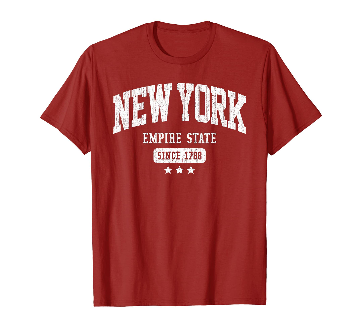 Vintage New York Empire State NYC Weathered White Text T-Shirt