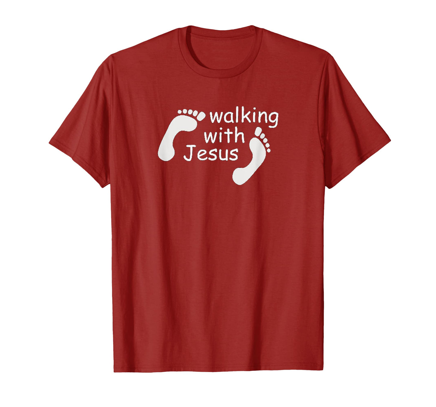 Walking With Jesus Funny Human Footprint Christian Faith T-Shirt
