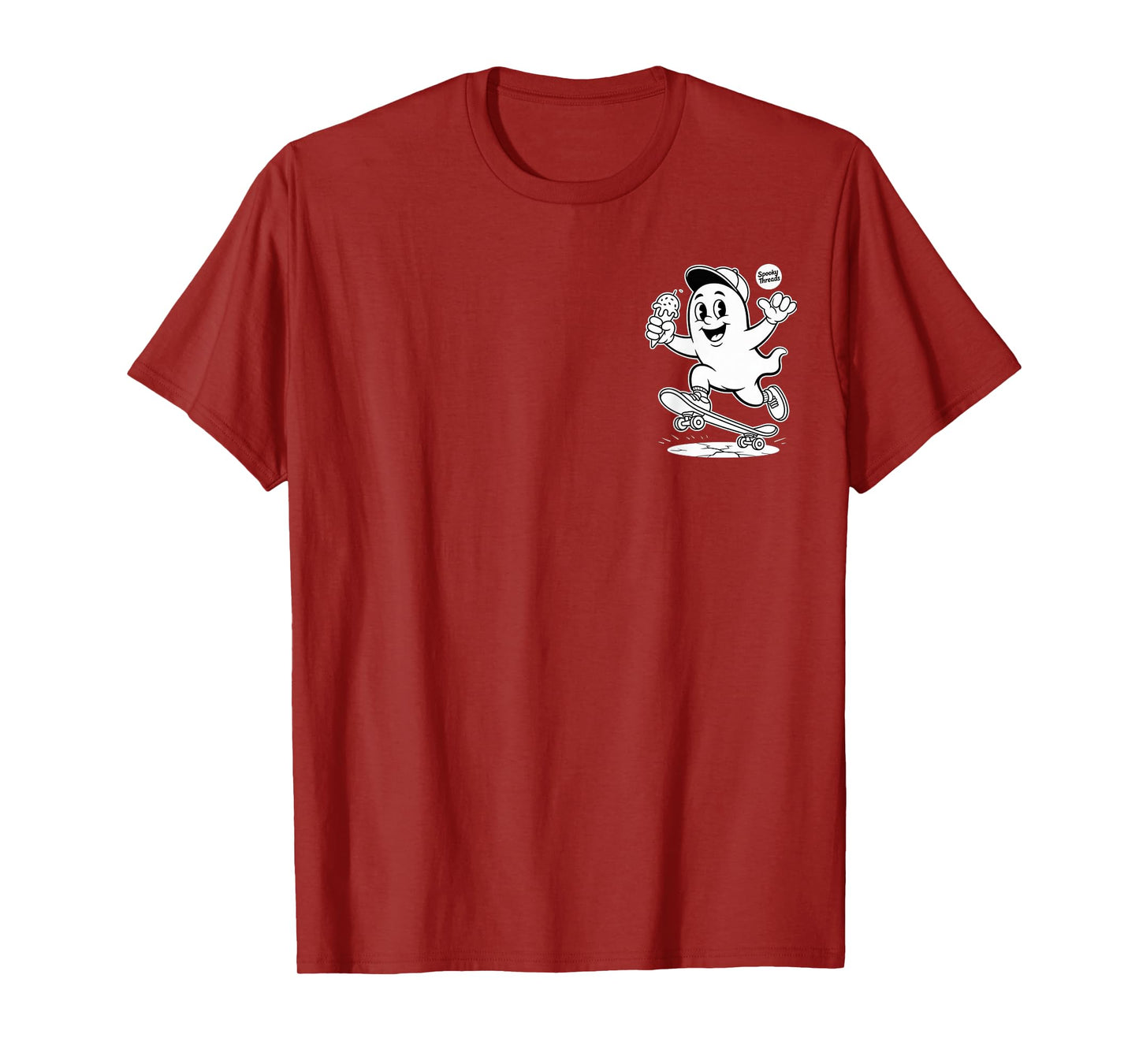 Funny Ghost On Skateboard Retro Halloween Costume Kids Boys T-Shirt