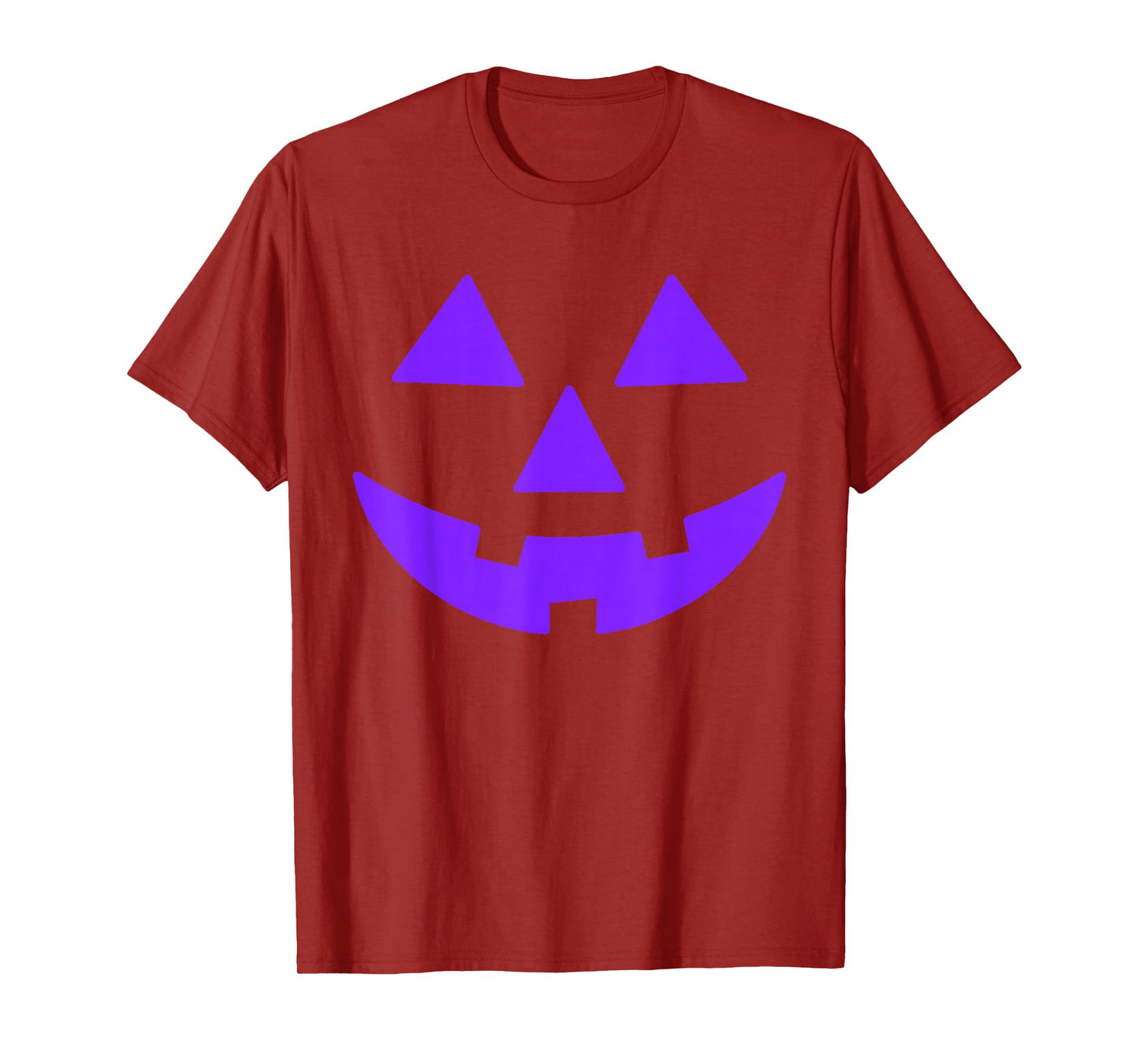 Jack O Lantern Scary Carved Pumpkin Face Halloween Purple T-Shirt