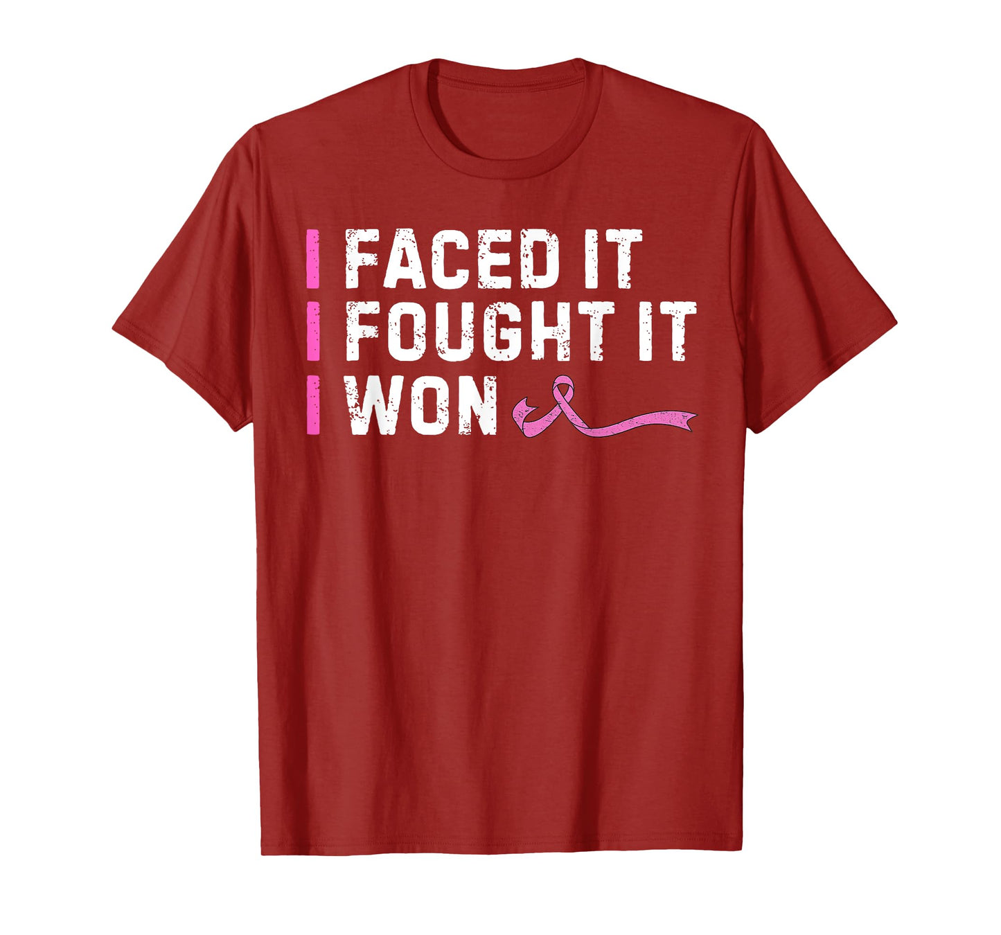 I Faced it I Fought it I Won Vintage Breast Cancer Awareness T-Shirt