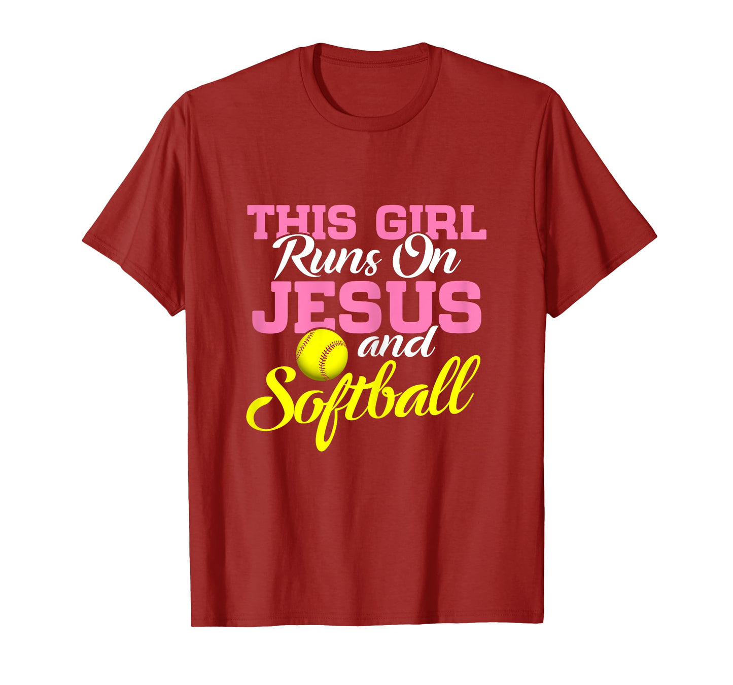 This Girl Runs On Jesus and Softball Women Christian T-Shirt