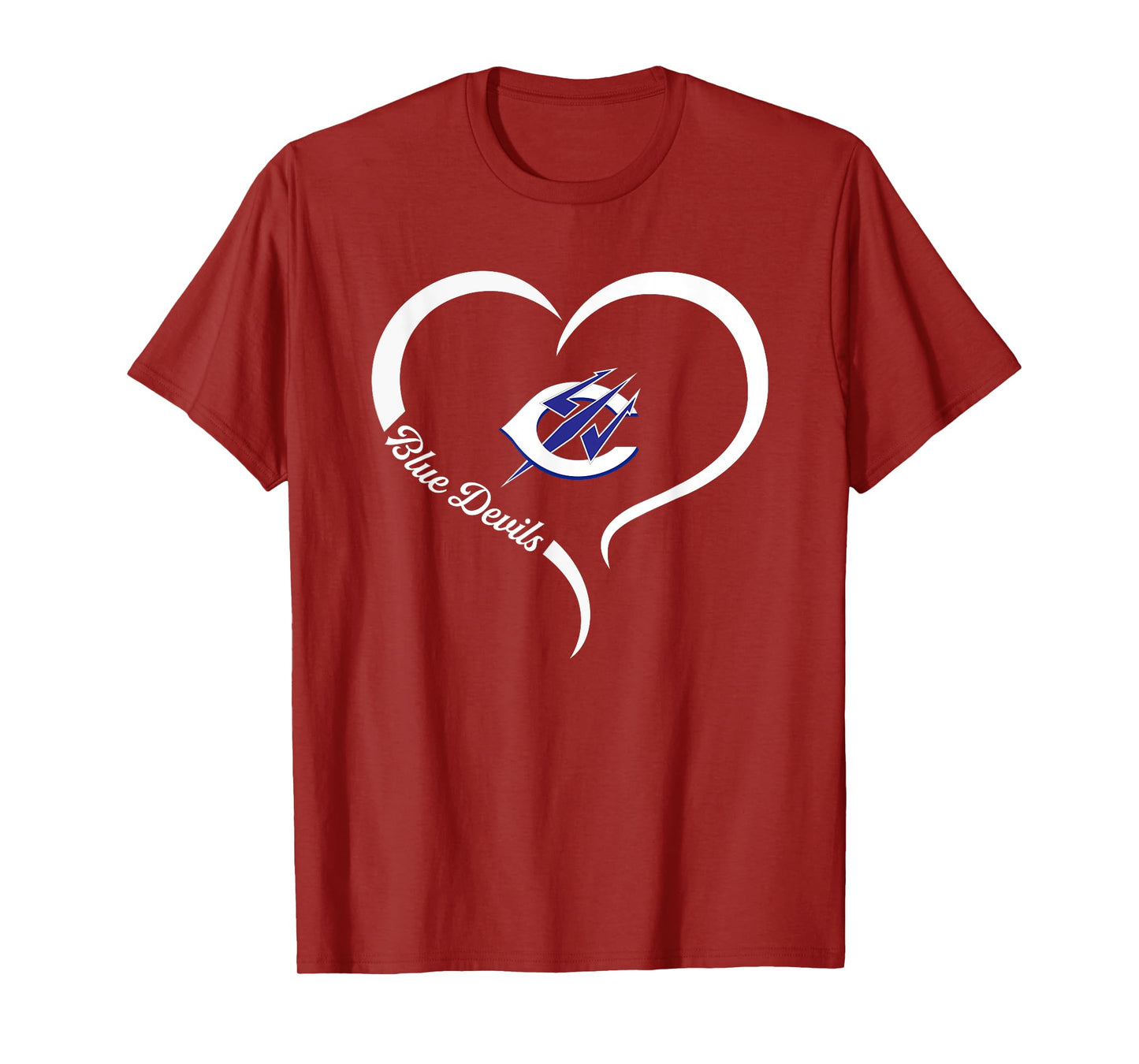 Clay Blue Devils Logo Half Heart Slogan HS T-Shirt