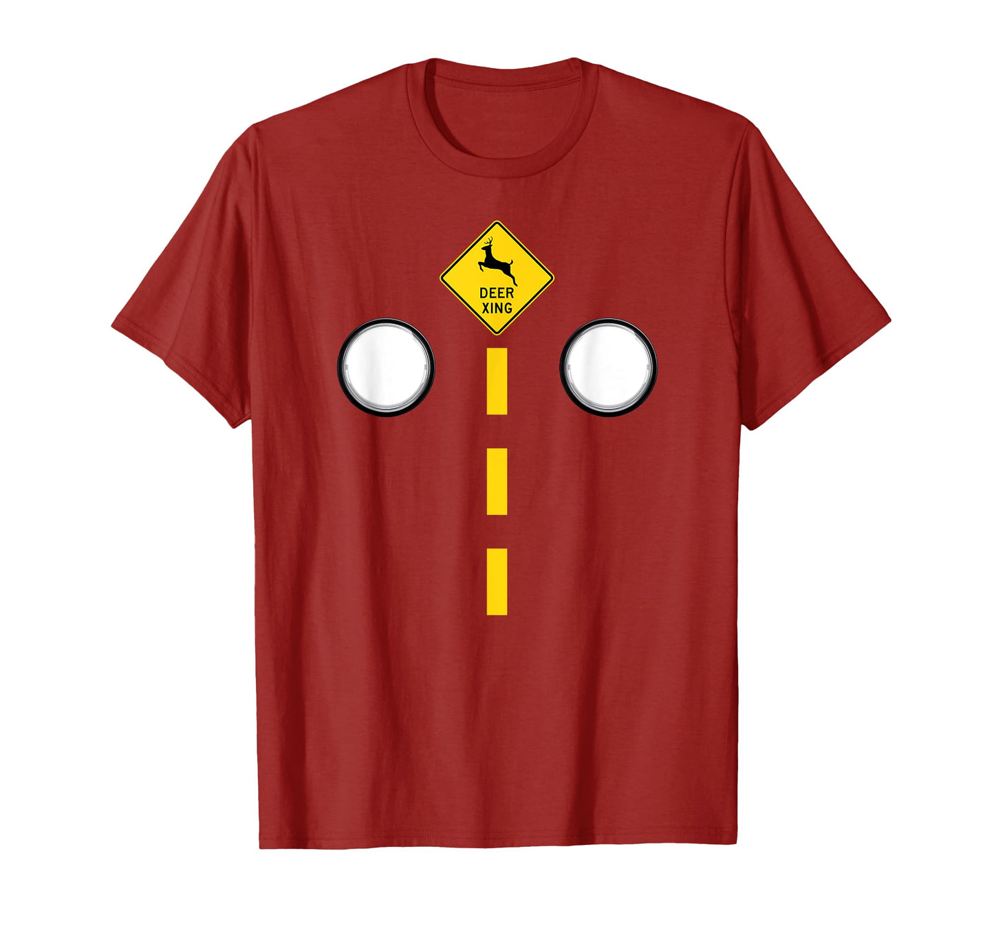 Headlights Deer Xing Road Markings Funny Halloween Costume T-Shirt
